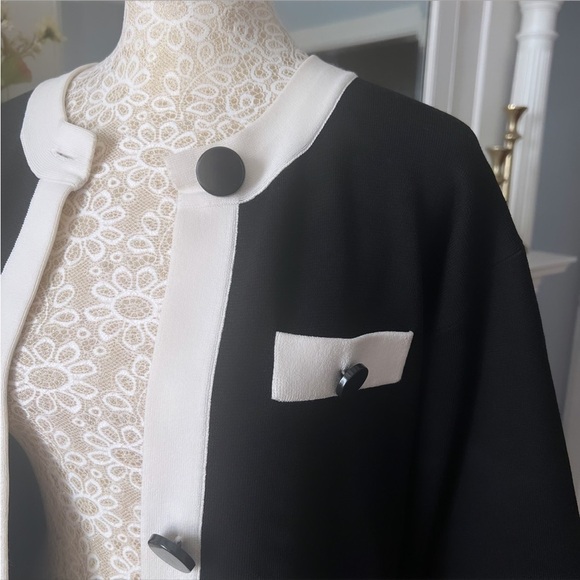 RARE KATE SPADE Head In The Clouds Black & Off White Knit Coat Size Medium - Picture 11 of 16